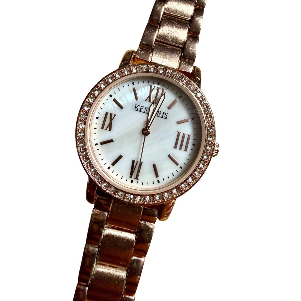 Rose Gold Watch & Handmade Bracelet Set New Battery Bundle Gift
